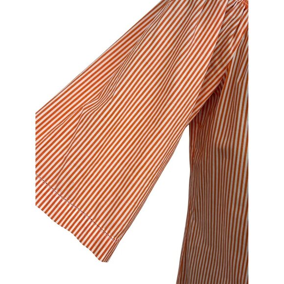TRINA TURK Womens Orange White Stripe Size Medium Short Sleeve Peasant Dress EUC - Picture 5 of 9